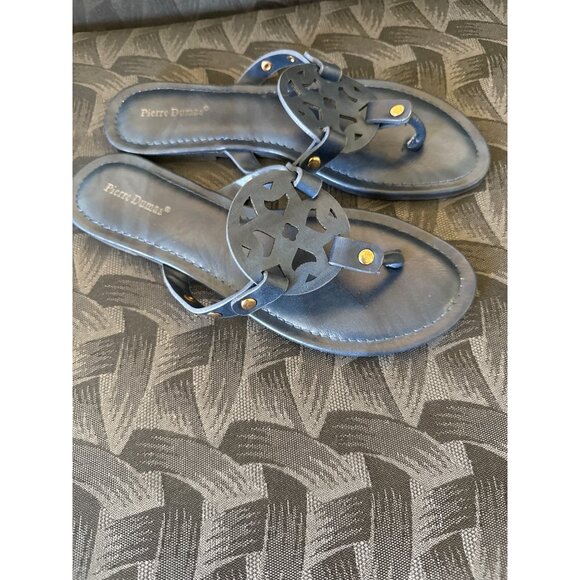 Pierre Dumas Womens Navy Blue Cutout Strap Sandals Size 8 Stylish Casual Summer - Picture 2 of 4